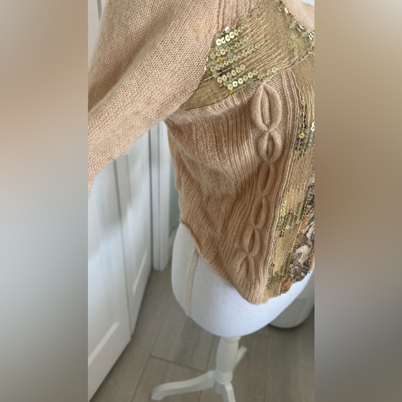 Free People Blush Stud Lace Sequin Knit Cardigan - Picture 4 of 13